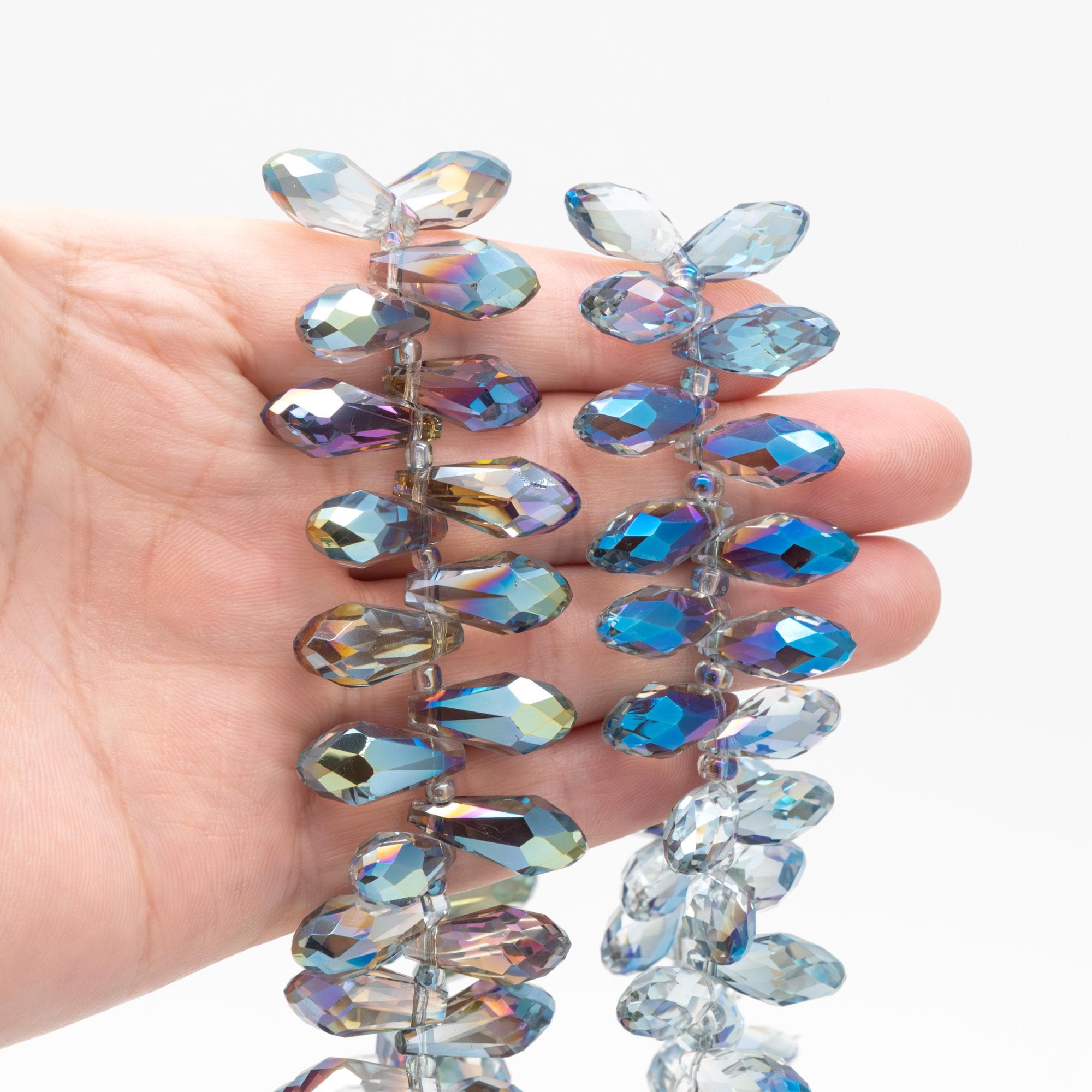 95 beads- Sparkly Crystal Teardrop Beads: Faceted Glass Drops for Jewelry Making 17x8mm, (HS-16)